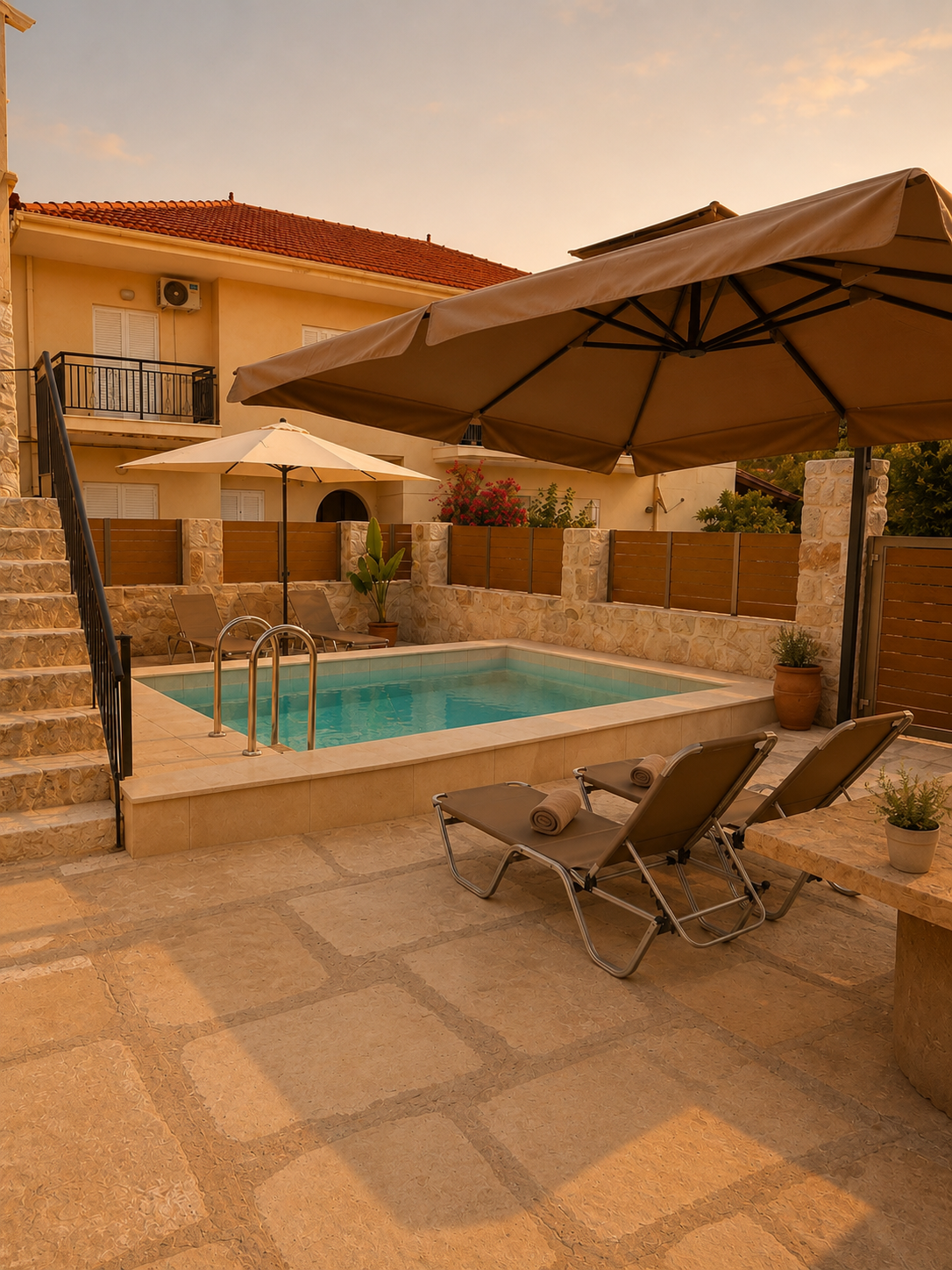 Anastasakis Stone Retreat — stone façade, walled garden pool, interiors