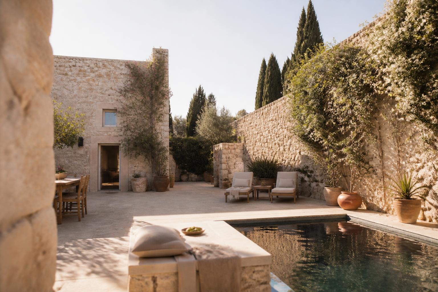 Walled garden and pool